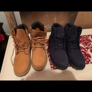 Tan and navy timberlands women’s size 8